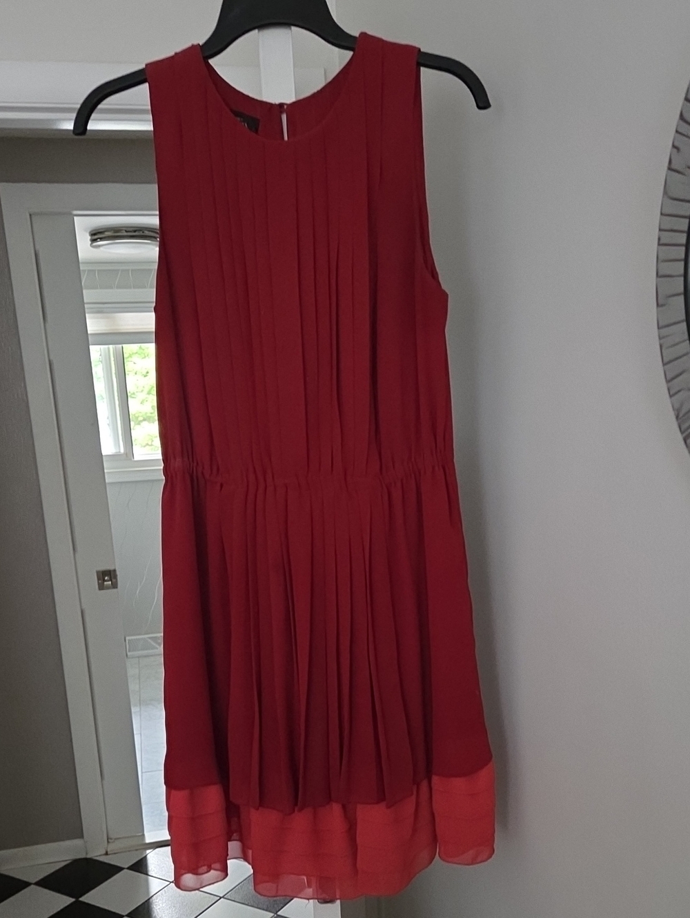 INC International Concepts Sleeveless Red Layered Pleat Dress